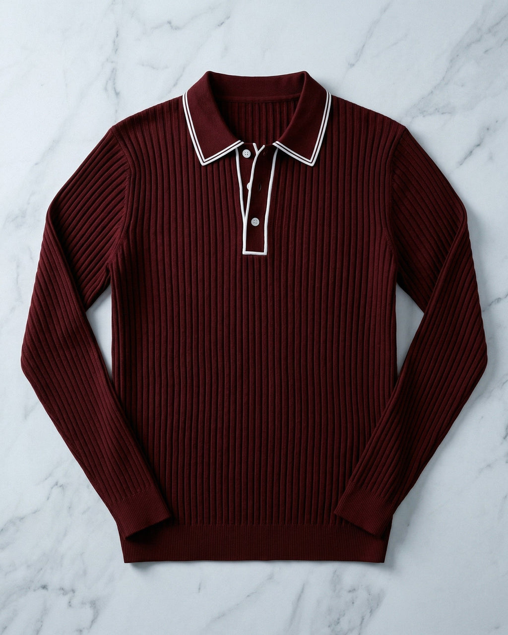 Polo Tricoté Côtelé Avec Col Classique Pour Hommes