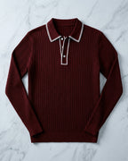 Polo Tricoté Côtelé Avec Col Classique Pour Hommes
