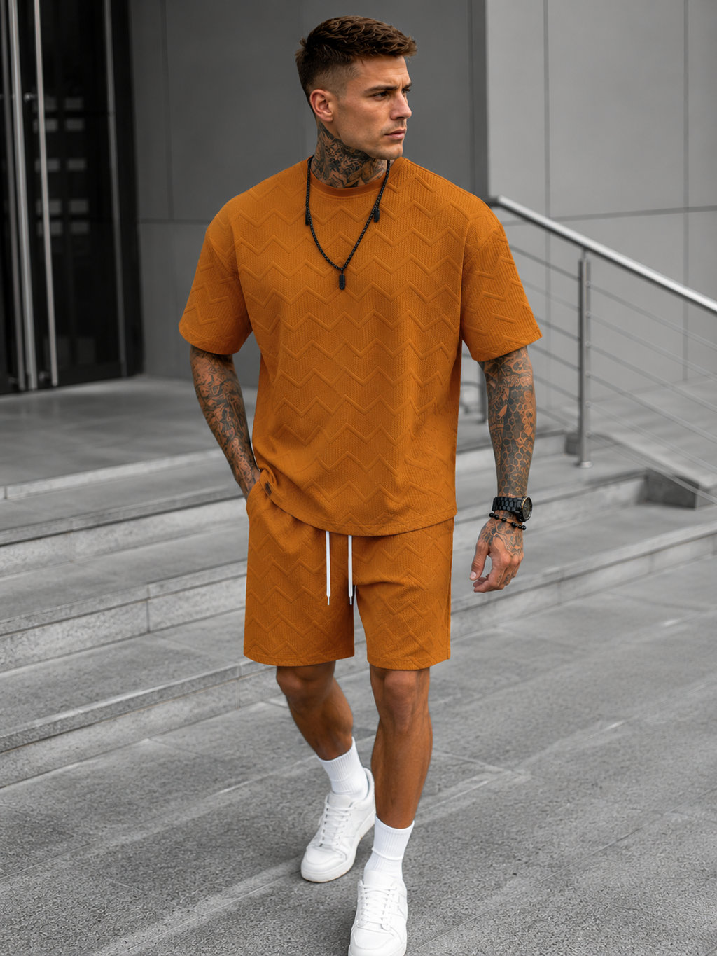 Ensemble T-Shirt Oversize Avec Short Pour Hommes