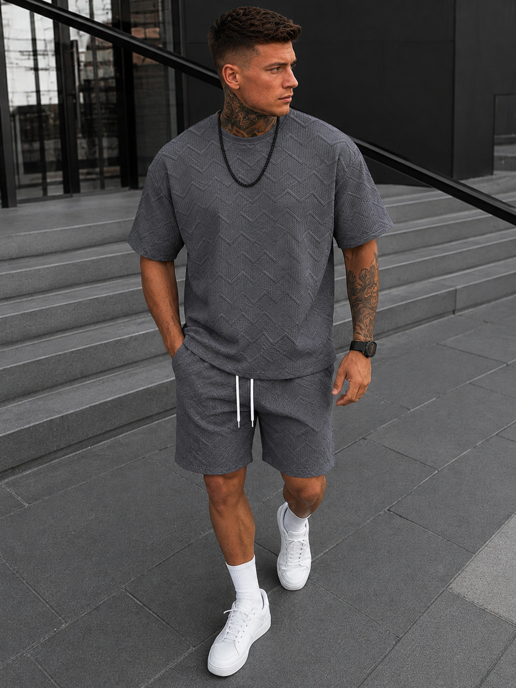 Ensemble T-Shirt Oversize Avec Short Pour Hommes