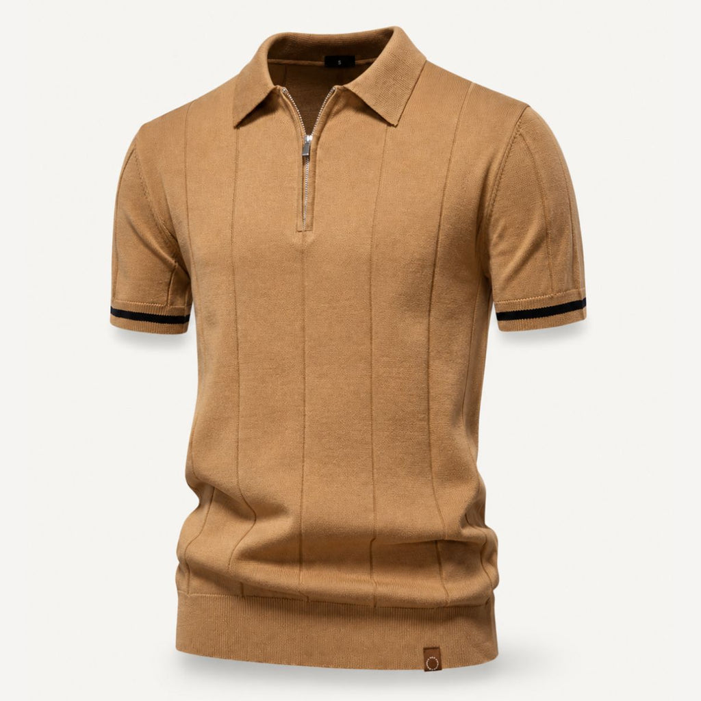 Polo À Col Zippé Avec Texture Verticale Pour Hommes