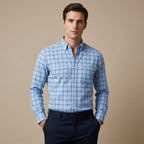 CHEMISE HOMME À CARREAUX ET COL BOUTONNÉ