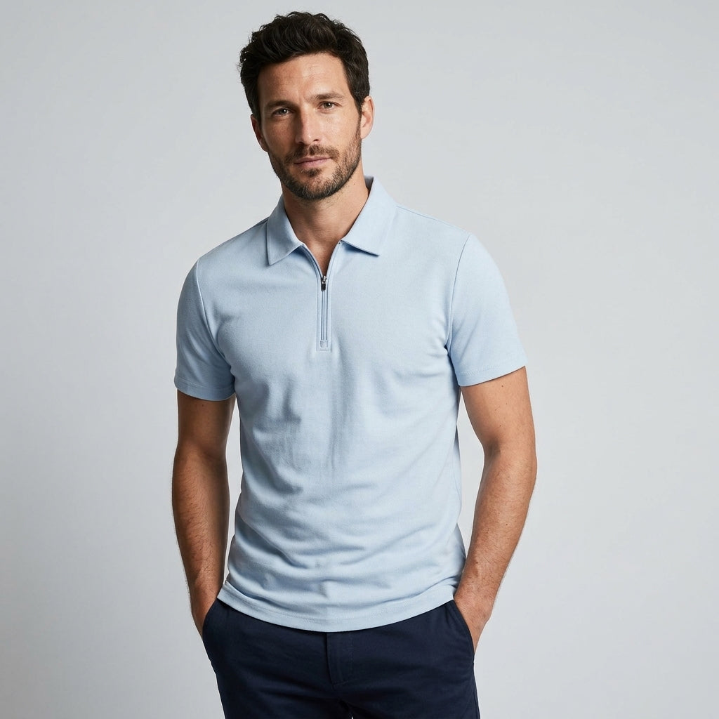 POLO HOMME QUART ZIP MAILLE LÉGÈRE