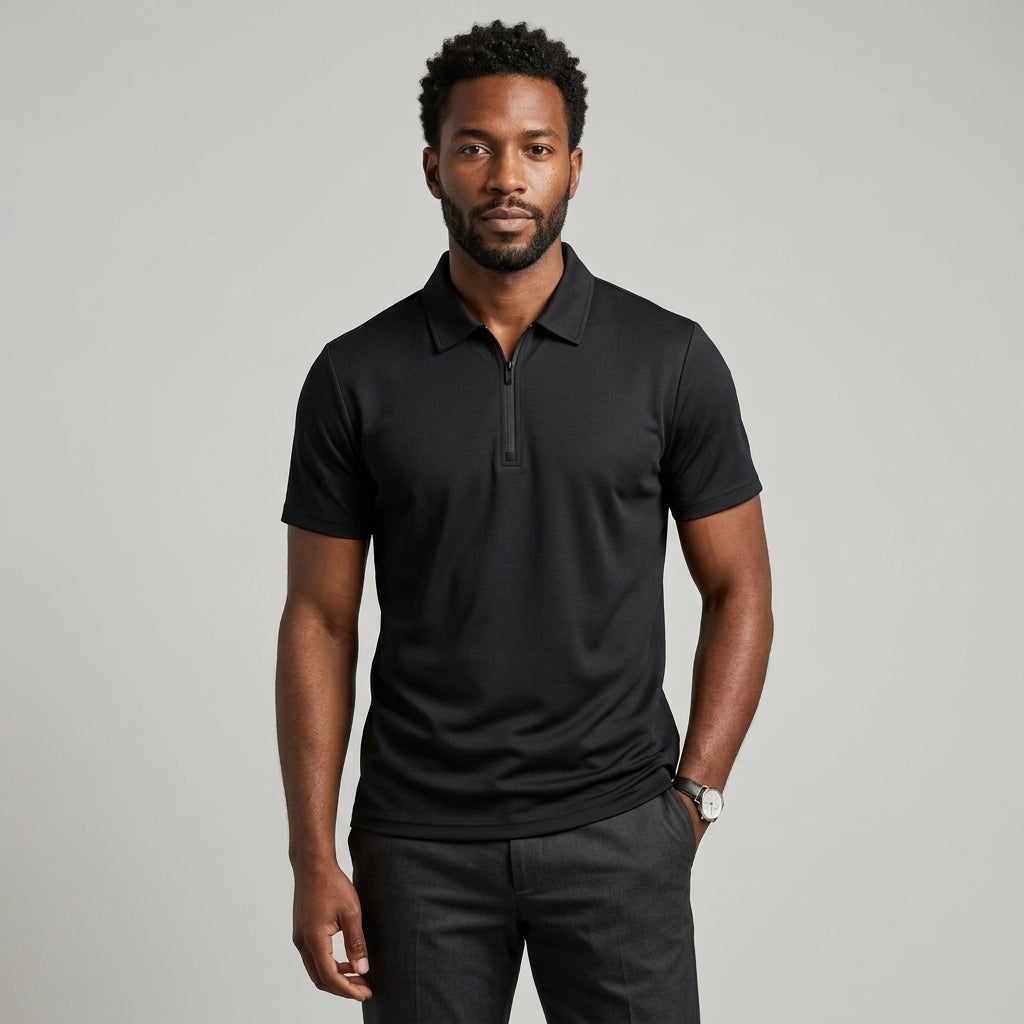 POLO HOMME QUART ZIP MAILLE LÉGÈRE