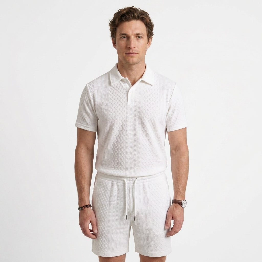 Ensemble Polo En Maille Texturée Et Short Pour Hommes