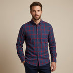 CHEMISE HOMME À CARREAUX ET COL BOUTONNÉ
