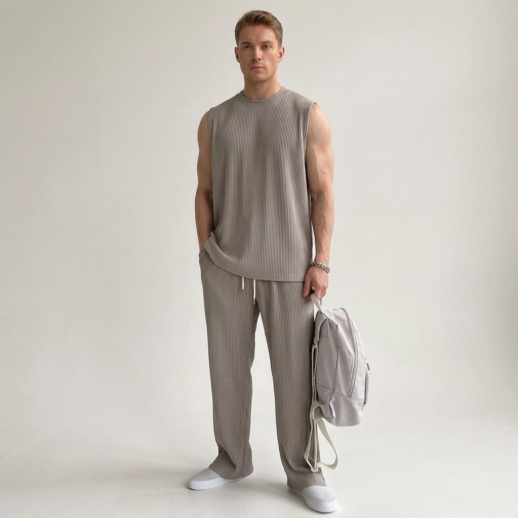 Ensemble Débardeur Et Pantalon Côtelé Pour Hommes