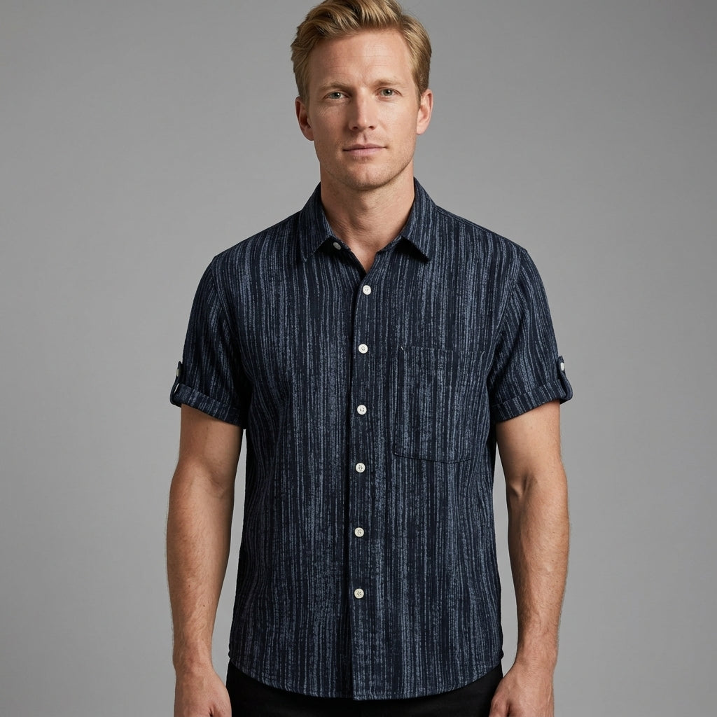 Chemise Ajustée Avec Manches Retroussables Pour Hommes