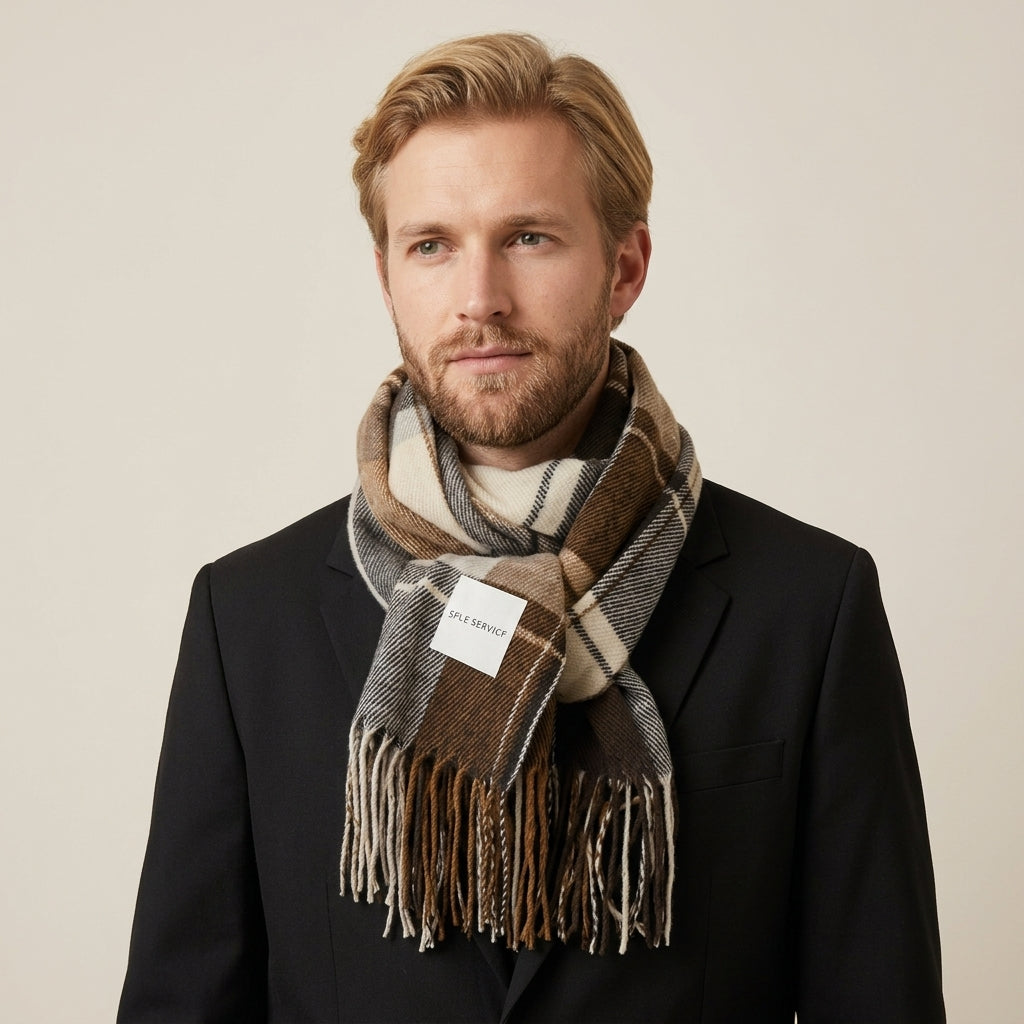 Écharpe Jacquard À Carreaux Pour Hommes