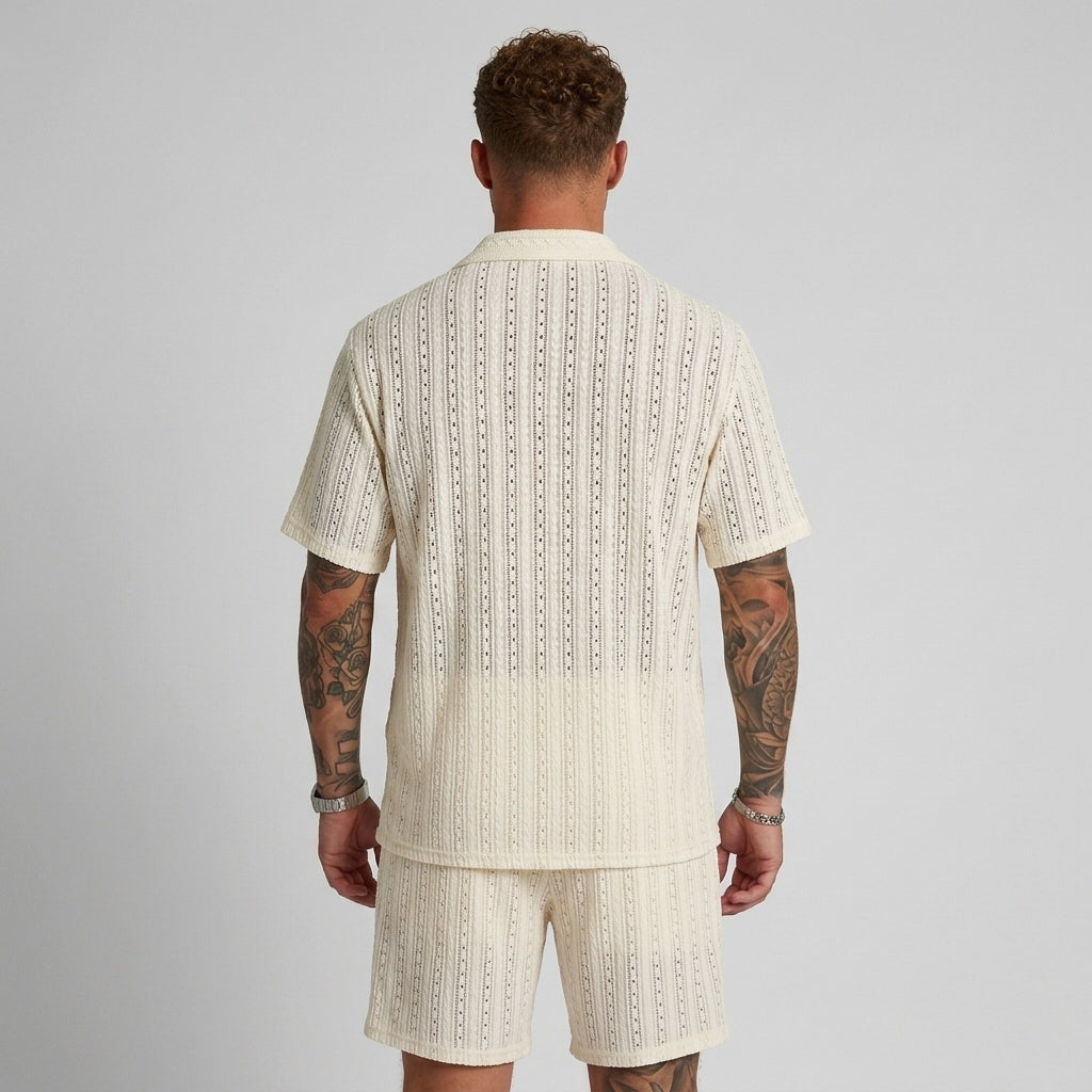 Ensemble Jacquard Avec Chemise Et Short Pour Hommes