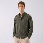Chemise À Col Mao Boutonnée Pour Hommes