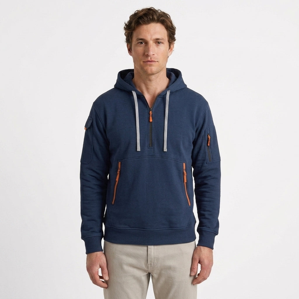 Sweat À Capuche Demi-Zip Pour Hommes