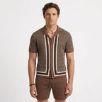 Ensemble En Maille Jacquard À Col Cubain