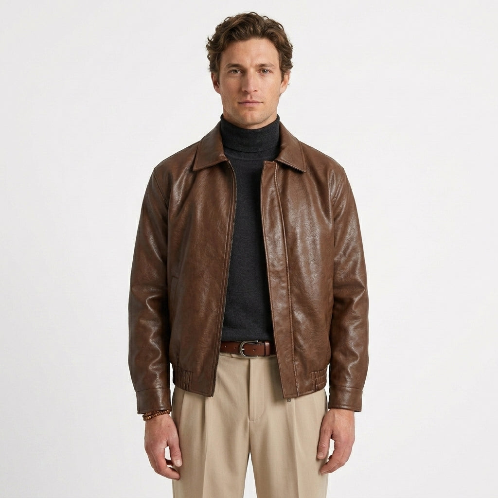 Veste En Cuir À L’Allure Classique