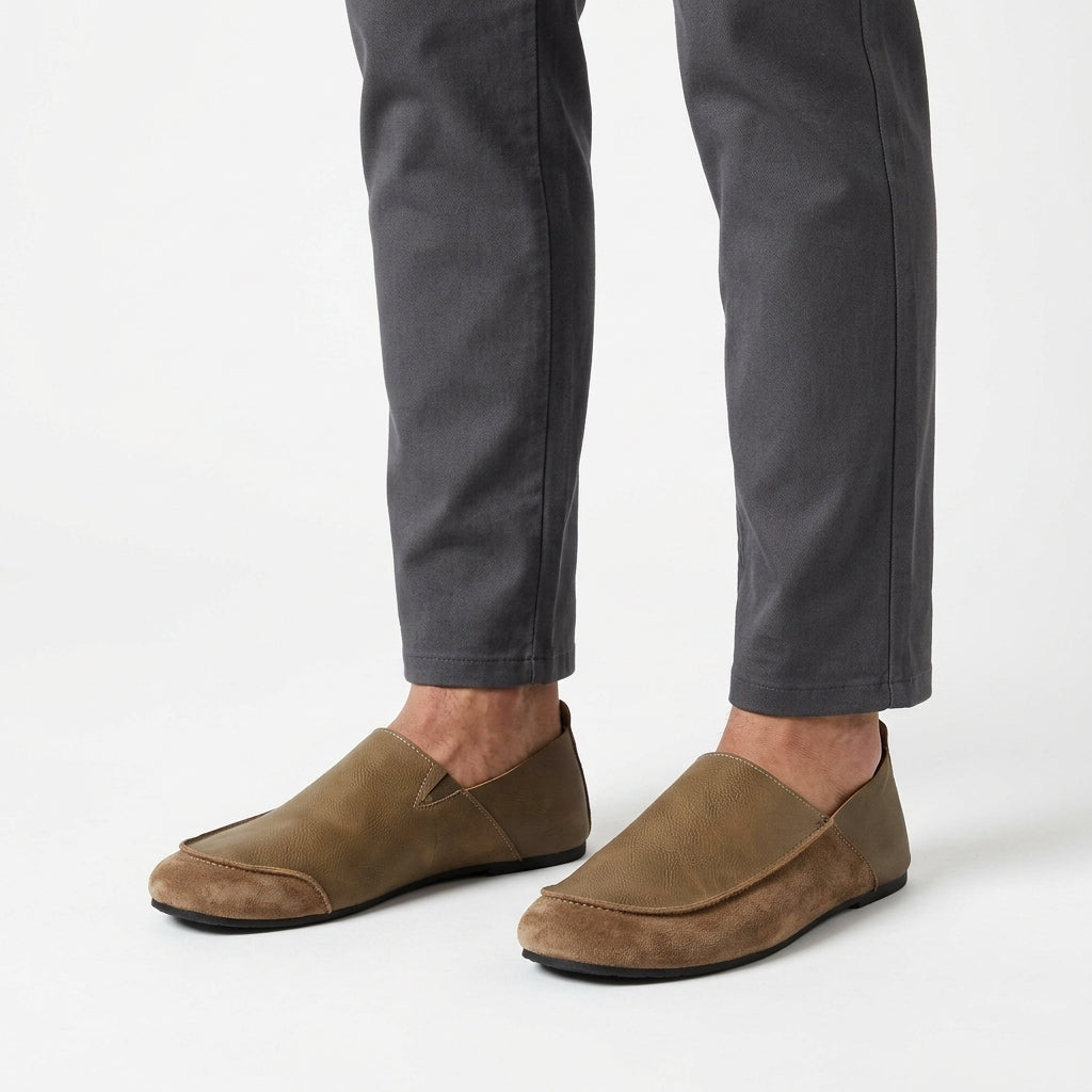 Mocassins En Suède Et Cuir À Enfiler