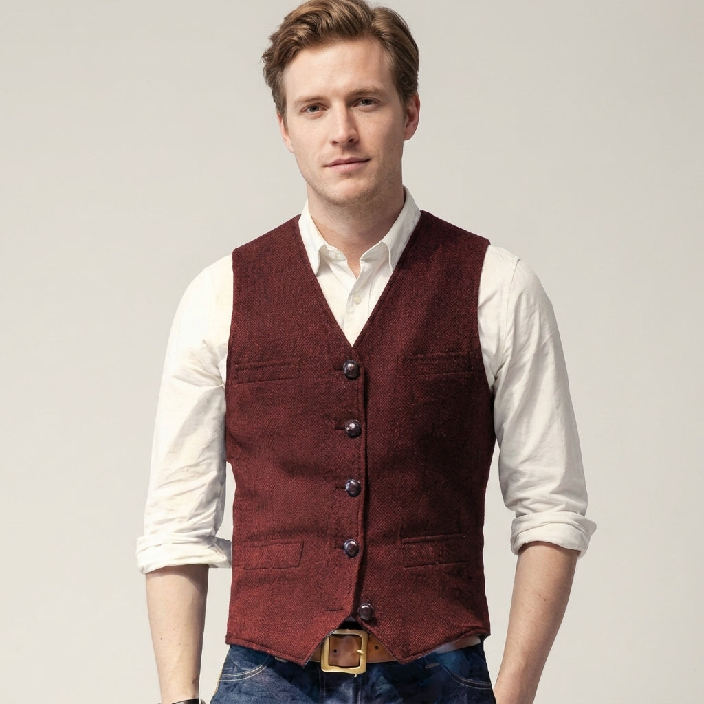 Pull Sans Manches Classique À Col V Pour Hommes