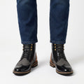 Bottines Brogues À Lacets À Bout Ailé Pour Hommes