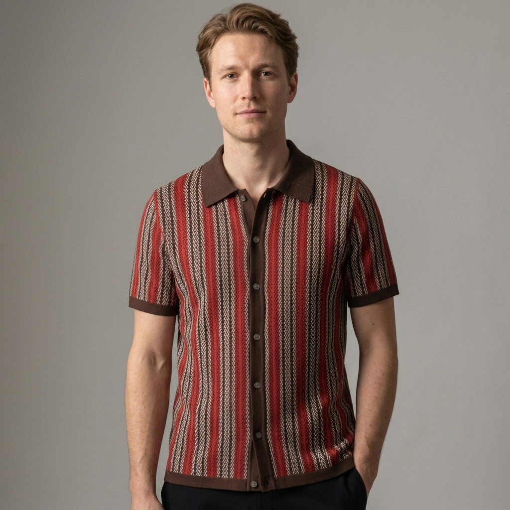 Polo Tricoté Avec Fermeture Boutonnée Pour Hommes