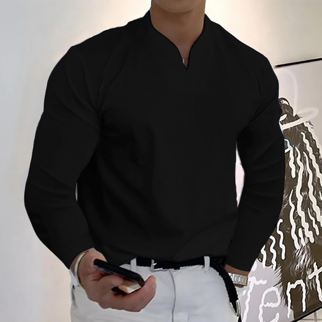 POLO MANCHES LONGUES COL V POUR HOMME