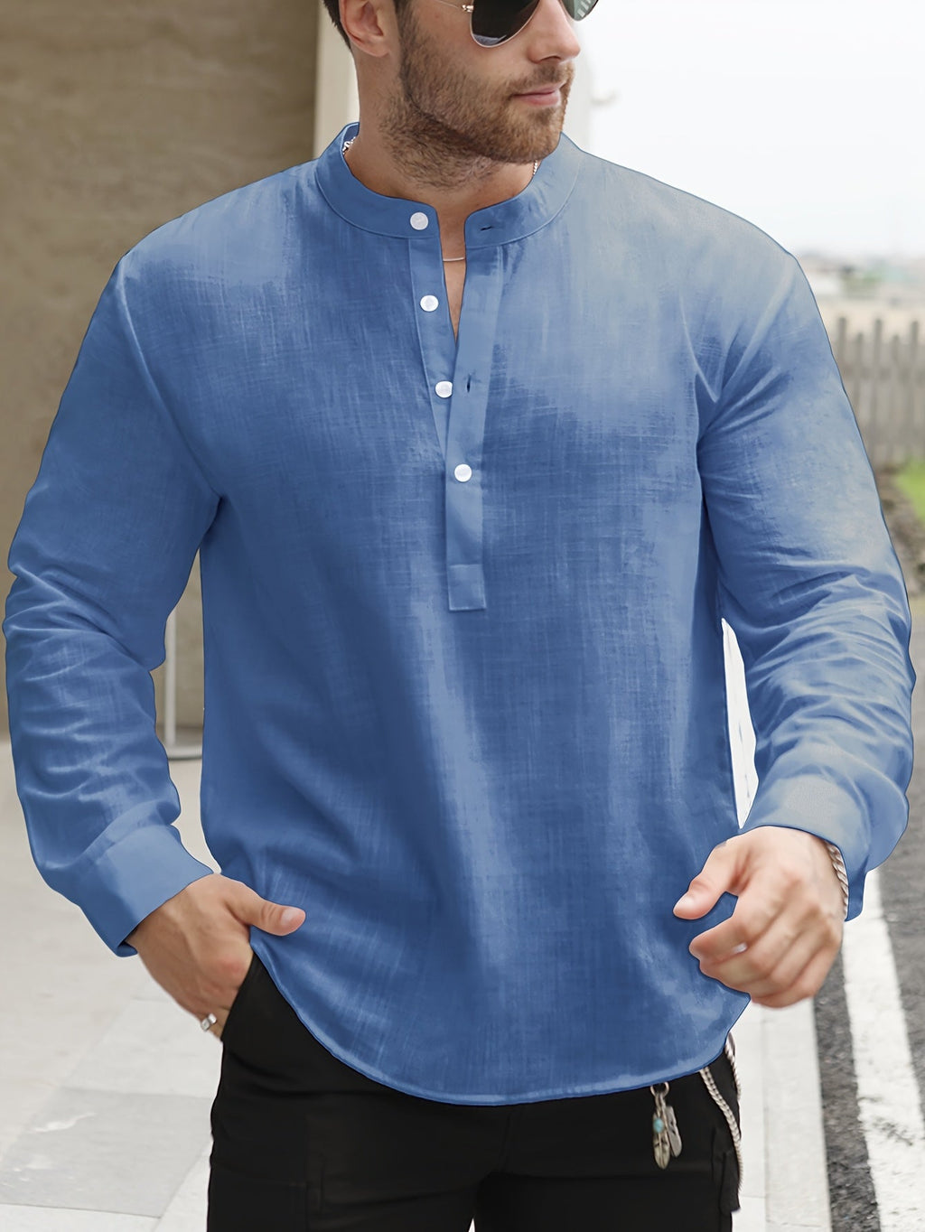 Chemise Ample Avec Col Bateau Pour Hommes