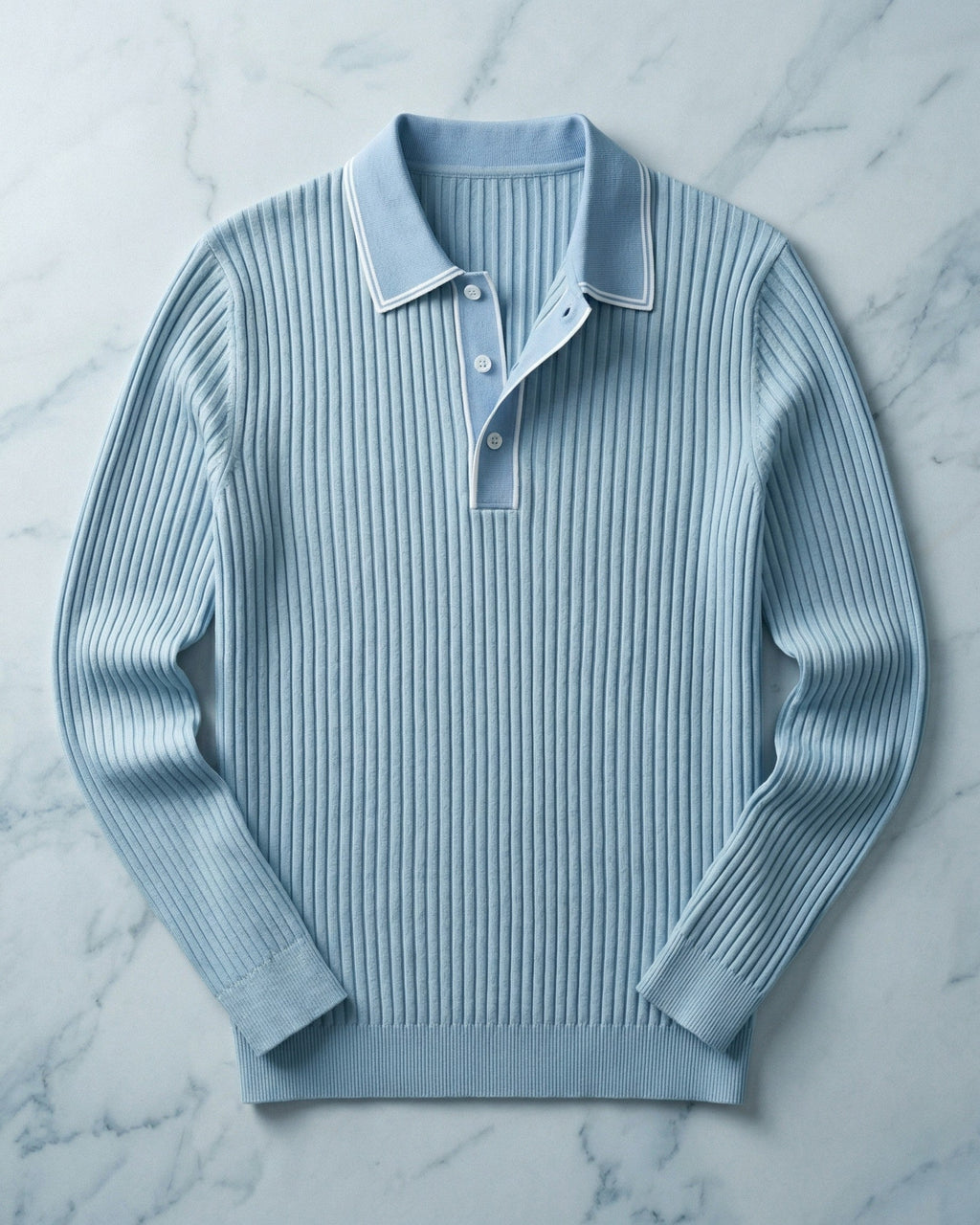 Polo Tricoté Côtelé Avec Col Classique Pour Hommes