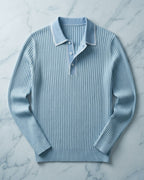 Polo Tricoté Côtelé Avec Col Classique Pour Hommes