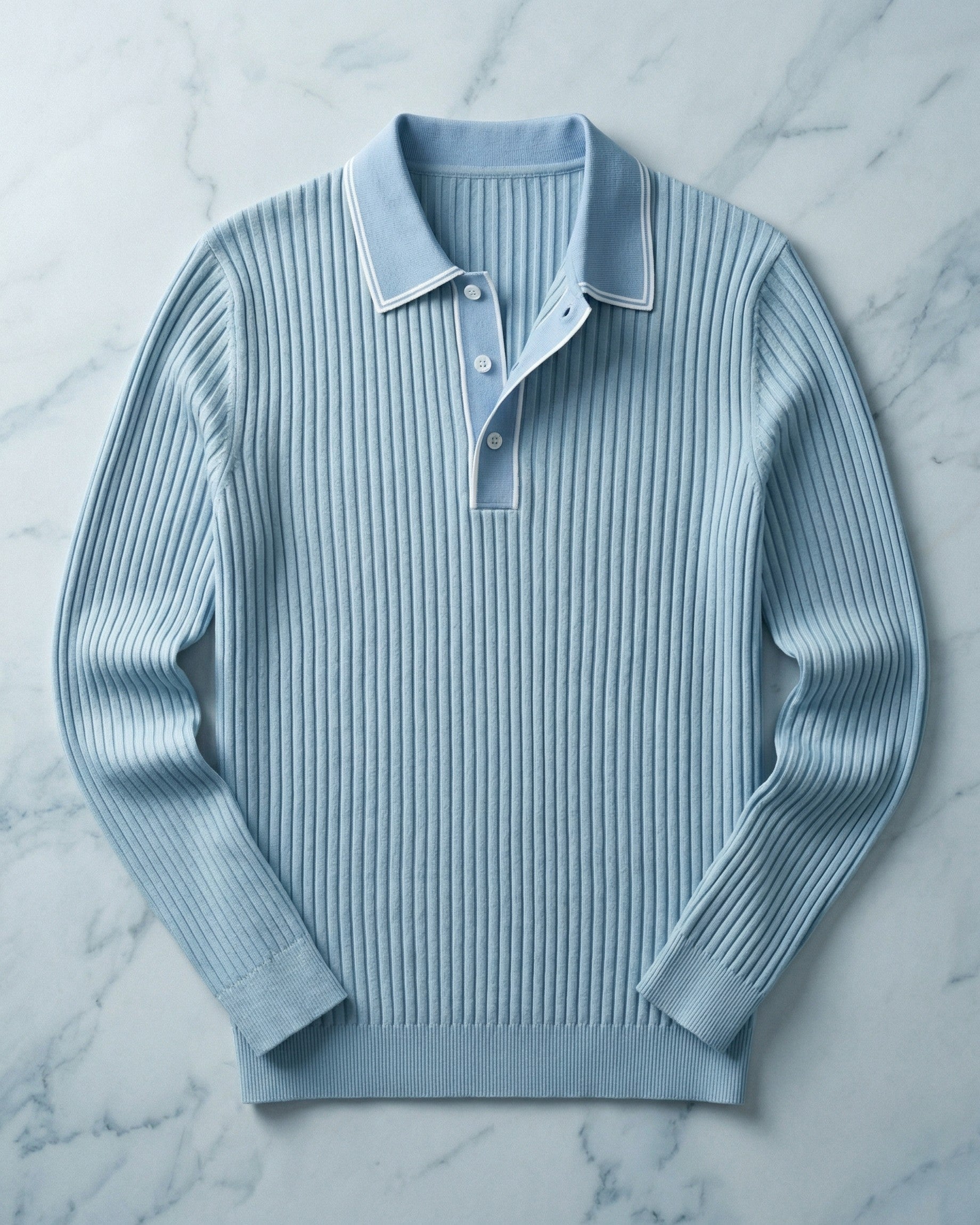Polo Tricoté Côtelé Avec Col Classique Pour Hommes