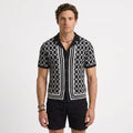 Ensemble En Maille Jacquard À Col Cubain
