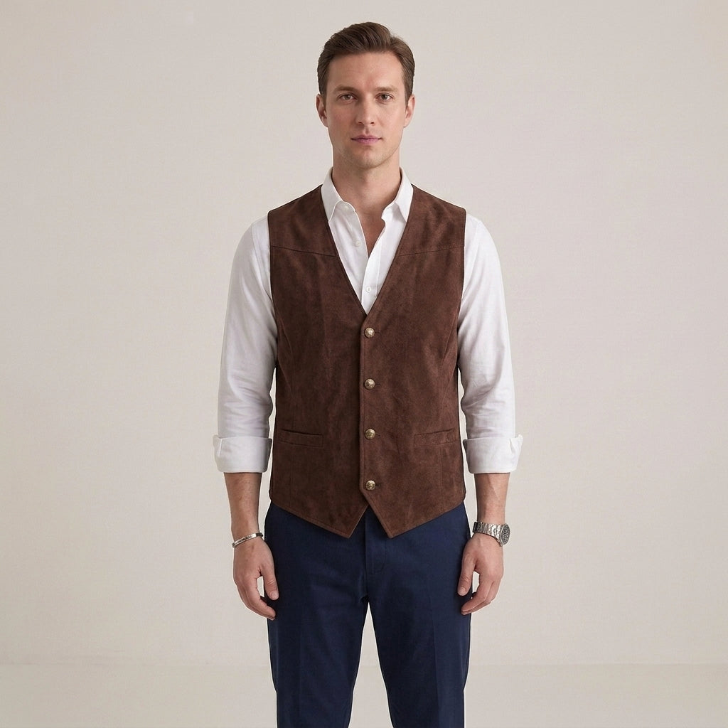 Gilet De Costume Boutonné Pour Hommes