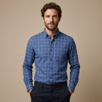 CHEMISE HOMME À CARREAUX ET COL BOUTONNÉ