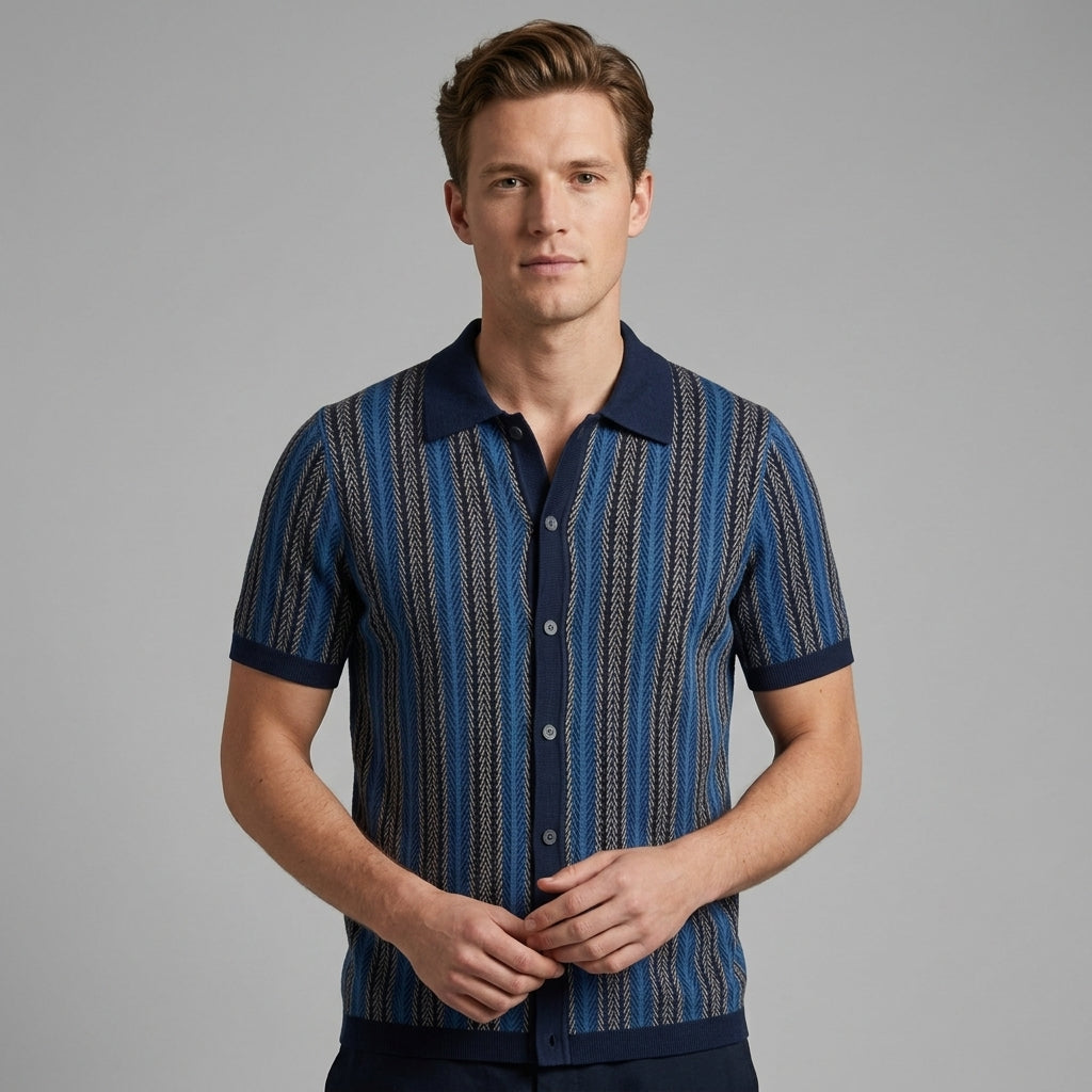 Polo Tricoté Avec Fermeture Boutonnée Pour Hommes