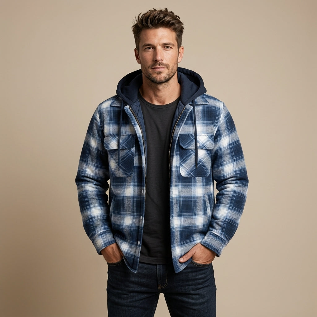 VESTE À CAPUCHE À CARREAUX HOMMES