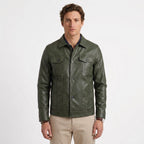 Veste Boutonnée En Similicuir Pour Hommes