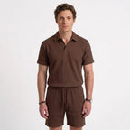Ensemble Polo En Maille Texturée Et Short Pour Hommes