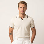 Polo À Col V Côtelé Pour Hommes