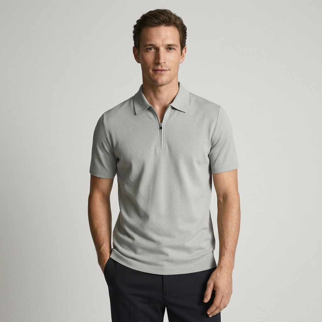 POLO HOMME QUART ZIP MAILLE LÉGÈRE