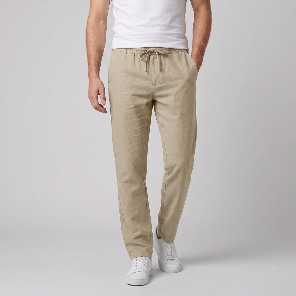 Pantalon Décontracté À Taille Élastique Pour Hommes