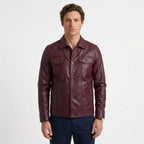 Veste Boutonnée En Similicuir Pour Hommes