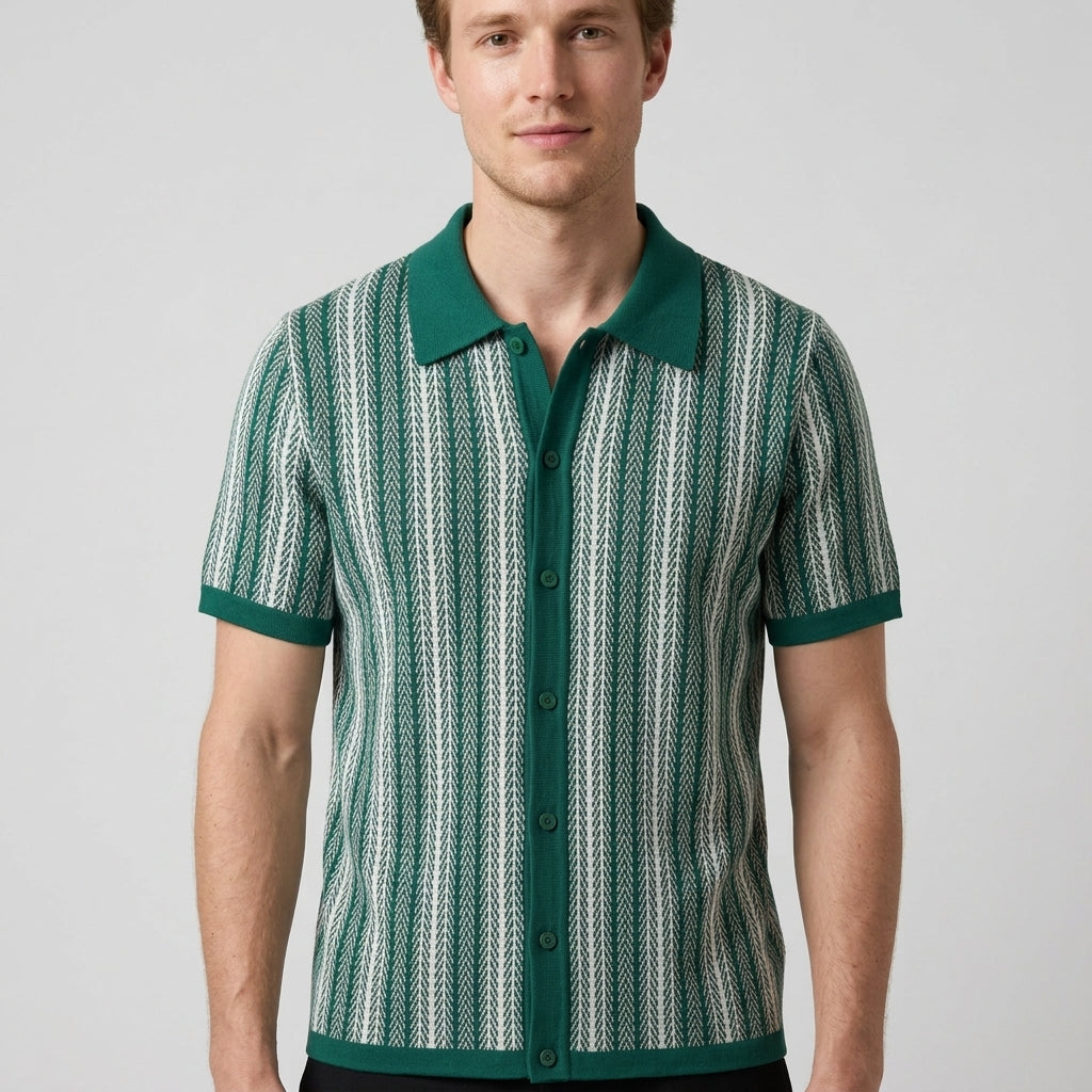 Polo Tricoté Avec Fermeture Boutonnée Pour Hommes