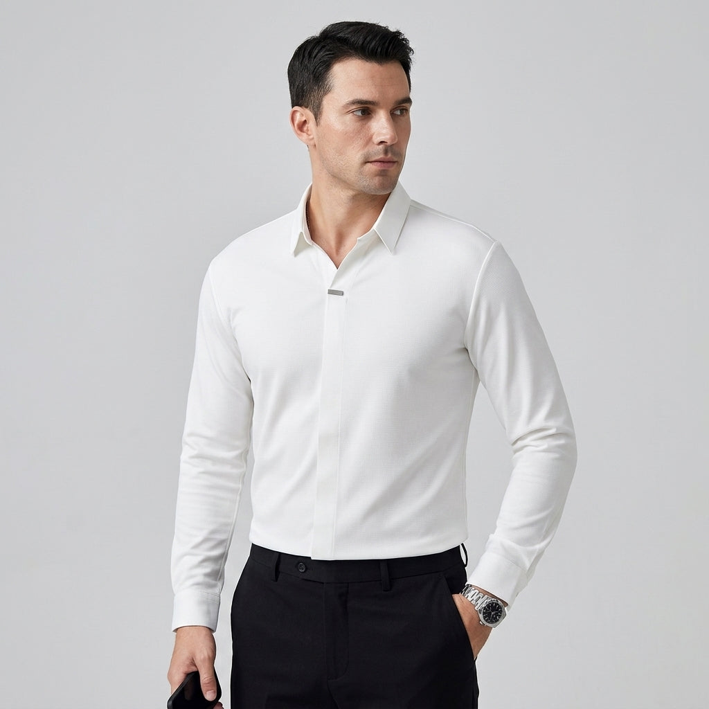 CHEMISE HOMME COL V MANCHES LONGUES