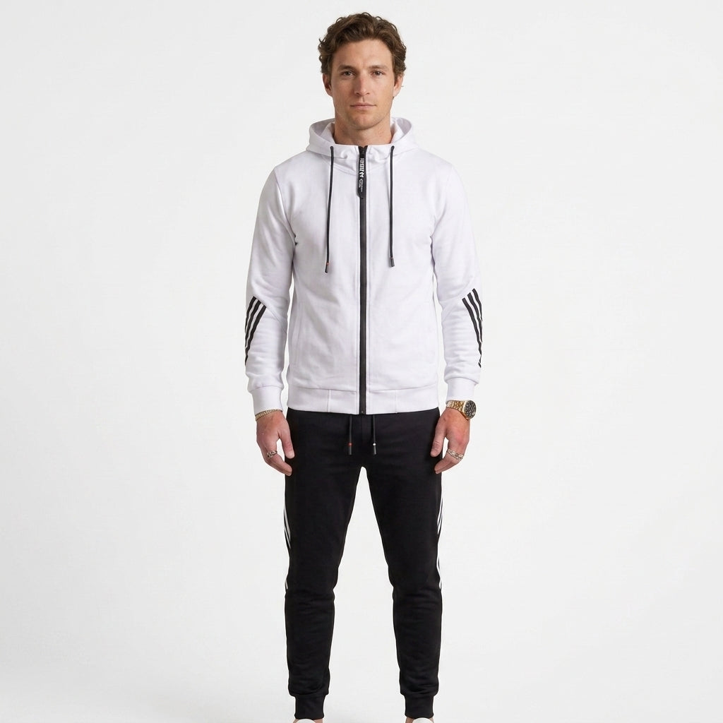 Ensemble De Survêtement Zippé En Mélange De Coton Pour Hommes