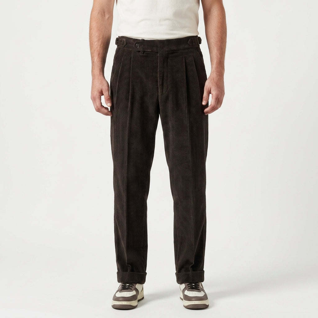 Pantalon En Velours Côtelé Plissé Pour Hommes