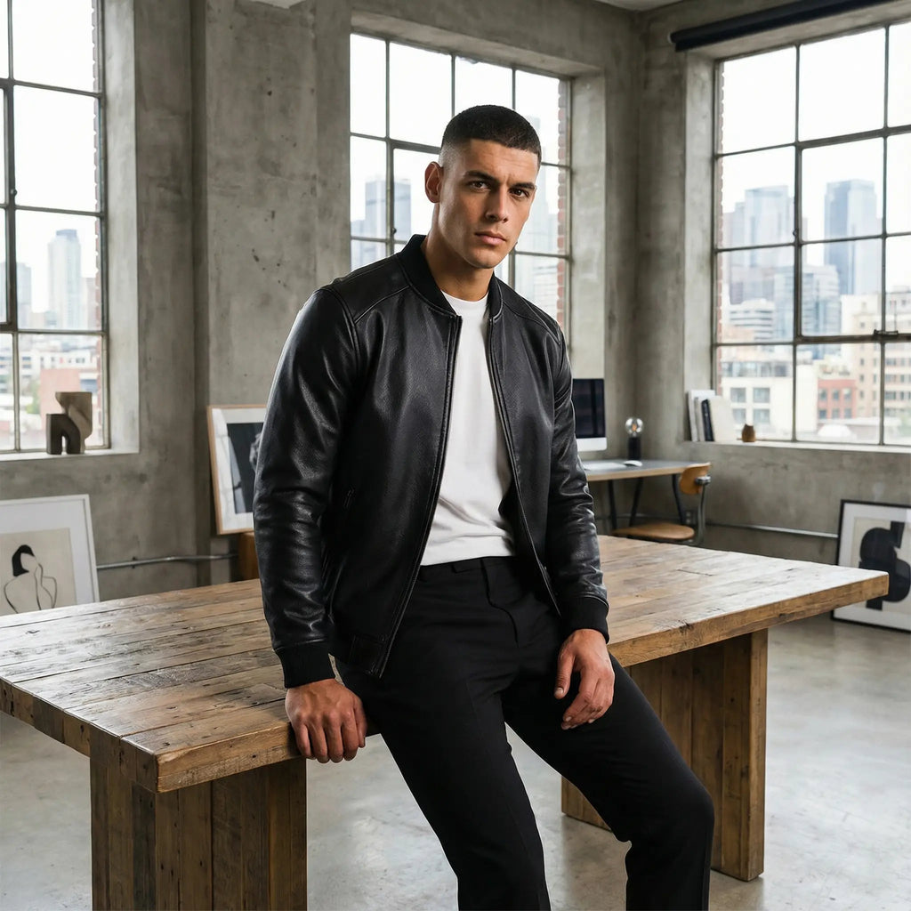VESTE HOMME STYLE CUIR MODERNE