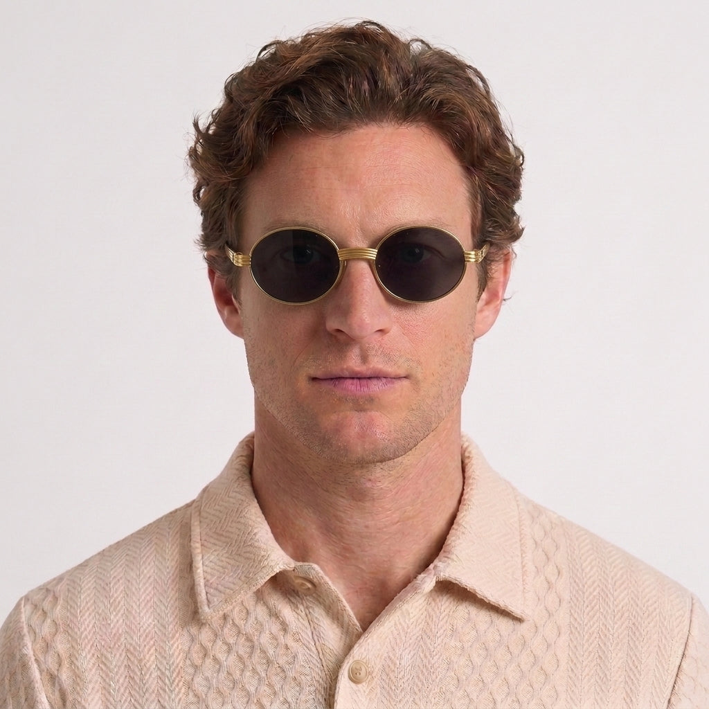 Lunettes De Soleil Rondes Vintage Avec Détails Bois Pour Hommes