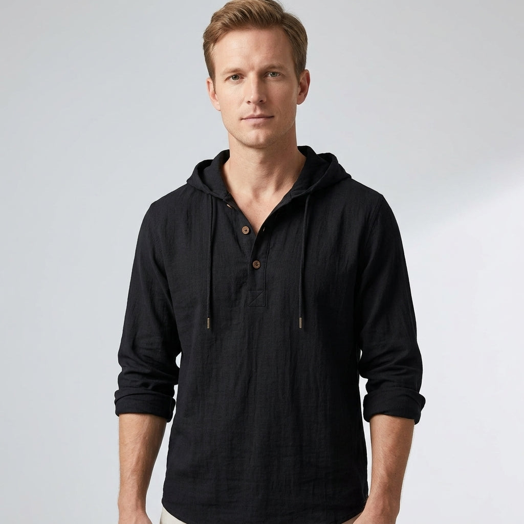 Chemise Henley À Capuche Avec Manches Longues Pour Hommes