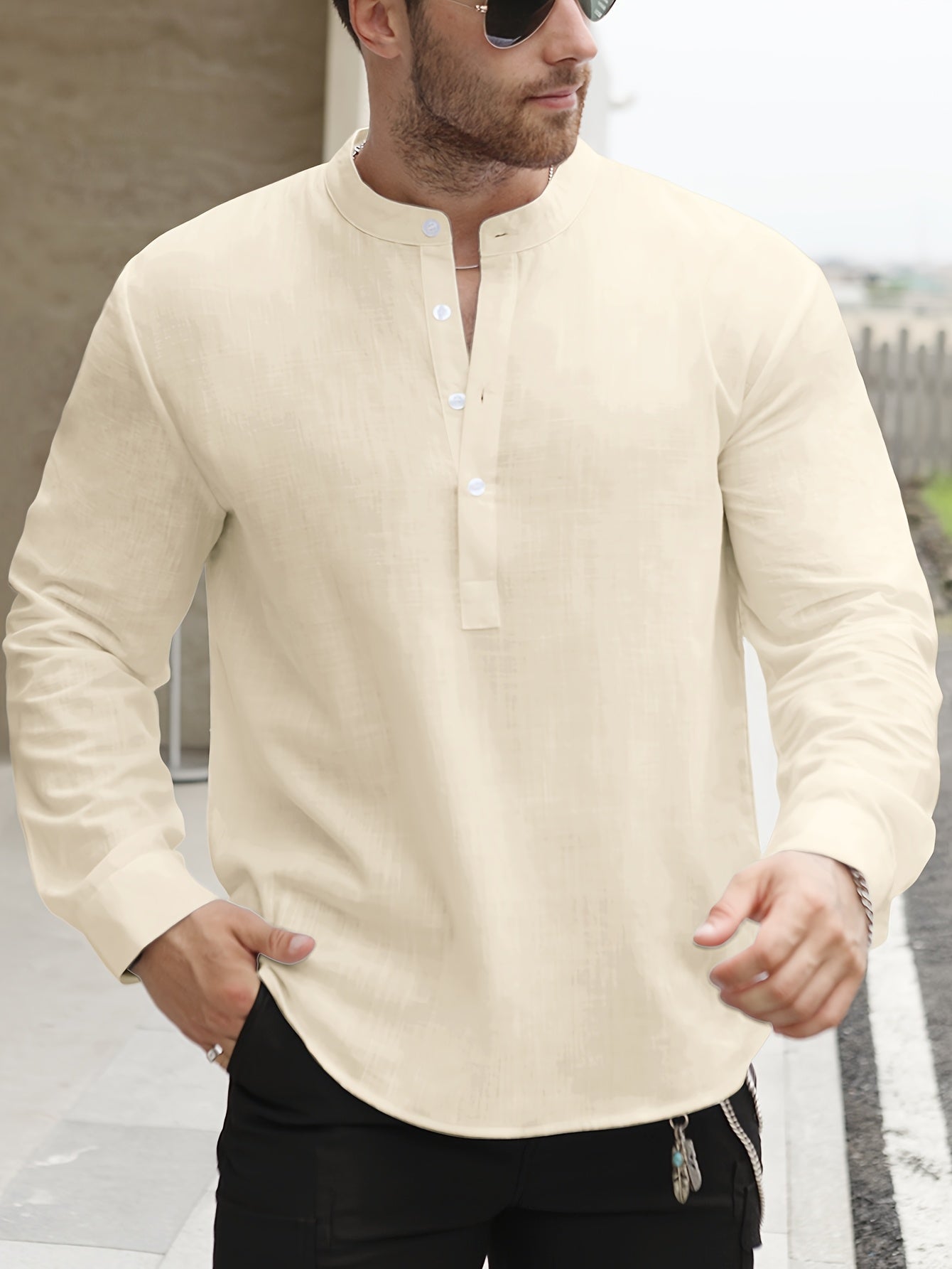 Chemise Ample Avec Col Bateau Pour Hommes