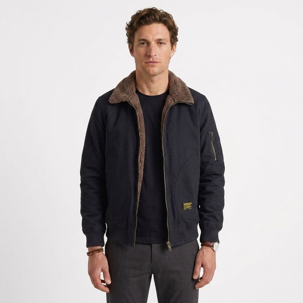 Veste Aviateur Doublée En Sherpa Pour Hommes