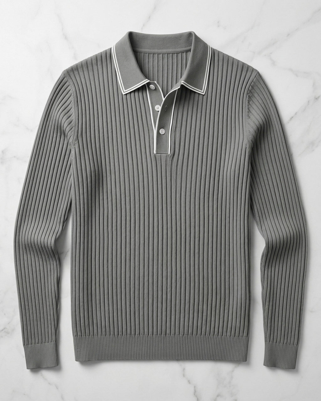 Polo Tricoté Côtelé Avec Col Classique Pour Hommes