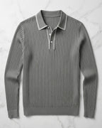 Polo Tricoté Côtelé Avec Col Classique Pour Hommes