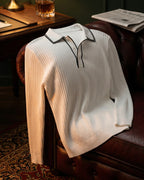 Polo Tricoté Côtelé Avec Col Classique Pour Hommes